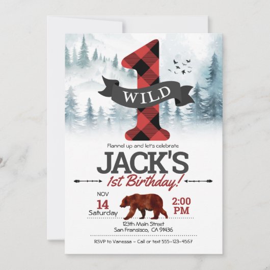 Invitation Wild One, premier anniversaire de Lumbe (Devant)