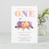 Invitation Wild One Purple Orange Citrouille 1er anniversaire (Debout devant)