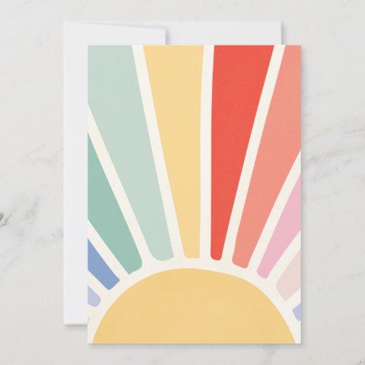 Invitation Wild One Rainbow Sunshine 1ère fête d'anniversaire (Dos)