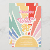 Invitation Wild One Rainbow Sunshine 1ère fête d'anniversaire (Devant / Derrière)
