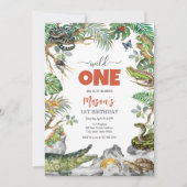 Invitation Wild One Reptile Party Animals Kids 1st Birthday (Devant)