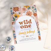 Invitation Wild One Retro Boho Fleur sauvage 1er anniversaire