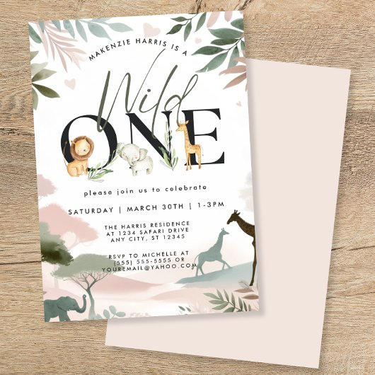 Invitation Wild One Safari 1ère fête d'anniversaire
