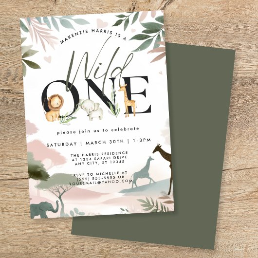 Invitation Wild One Safari 1ère fête d'anniversaire