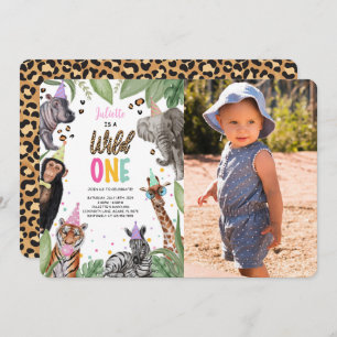 Invitation Wild One Safari 1ère photo d'anniversaire