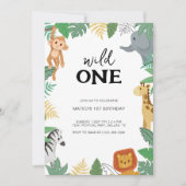 Invitation Wild One Safari Animal Première fête d'anniversair (Devant)