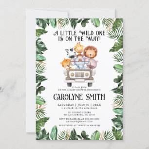 Invitation Wild One Safari Animal Tropical Jungle Baby shower