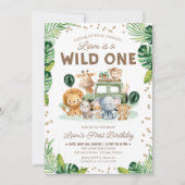 Invitation Wild One Safari Animals 1st Birthday (Devant)