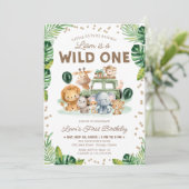 Invitation Wild One Safari Animals 1st Birthday (Debout devant)