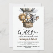 Invitation Wild One Safari Animals Baby Shower (Devant)