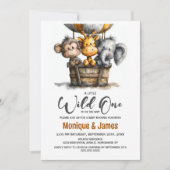 Invitation Wild One Safari Animals Baby Shower (Devant)