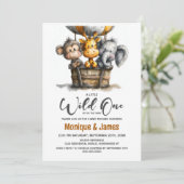 Invitation Wild One Safari Animals Baby Shower (Debout devant)