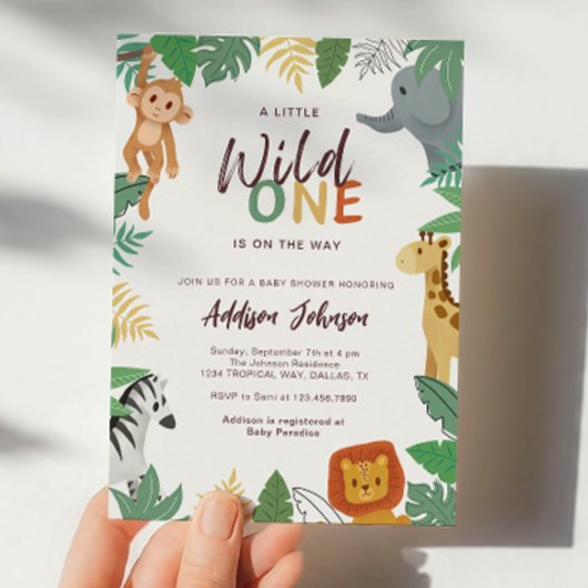 Invitation Wild One Safari Animals Baby Shower