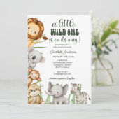 Invitation Wild One Safari Animals Boy Baby Shower (Debout devant)