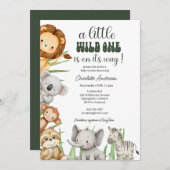 Invitation Wild One Safari Animals Boy Baby Shower (Devant / Derrière)