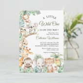 Invitation Wild One Safari Animals Boy Baby Shower (Debout devant)