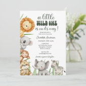 Invitation Wild One Safari Animals Boy Baby Shower (Debout devant)