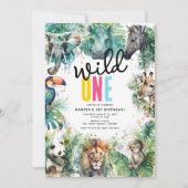 Invitation Wild ONE' Safari Animals Cool 1st Birthday (Devant)