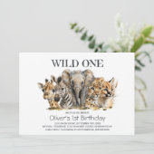 Invitation Wild One Safari Animaux 1er anniversaire (Debout devant)