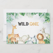 Invitation Wild One Safari Animaux 1er anniversaire (Dos)