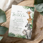 Invitation Wild One Safari Animaux 1er anniversaire<br><div class="desc">Invitations amis et famille pour fêter le 1er anniversaire de votre petit avec cette invitation d'anniversaire thématique safari.</div>