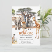 Invitation Wild One Safari Animaux 1er anniversaire (Debout devant)