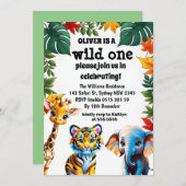 Invitation Wild One Safari Animaux 1er Anniversaire Fête Invi (Devant / Derrière)
