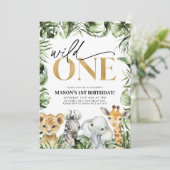Invitation Wild One Safari Animaux 1er Anniversaire Garçons (Debout devant)