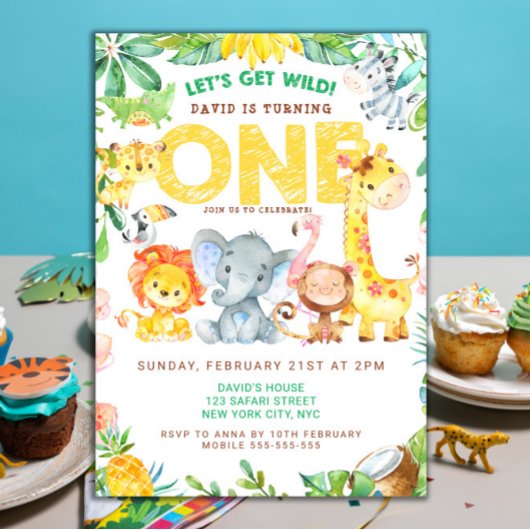 Invitation Wild One Safari Animaux 1er Anniversaire Garçons