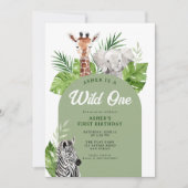 Invitation Wild One Safari Animaux 1er anniversaire Invitatio (Devant)