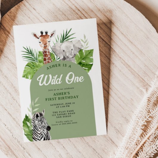 Invitation Wild One Safari Animaux 1er anniversaire Invitatio