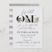 Invitation Wild One safari Animaux 1er anniversaire Invitatio (Devant / Derrière)