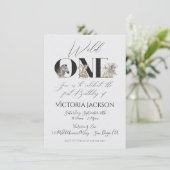 Invitation Wild One safari Animaux 1er anniversaire Invitatio (Debout devant)