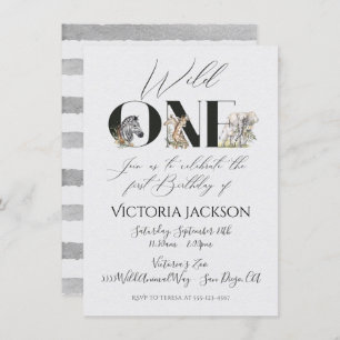 Invitation Wild One safari Animaux 1er anniversaire Invitatio