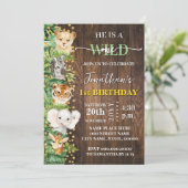 Invitation Wild One Safari Animaux 1er Anniversaire Rustique (Debout devant)
