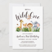 Invitation Wild One Safari Animaux Anniversaire de enfant (Devant)