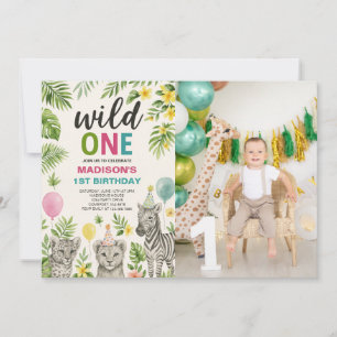 Invitation Wild One Safari Animaux Anniversaire Photo Invitat
