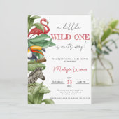 Invitation Wild One Safari Animaux Baby shower garçon (Debout devant)