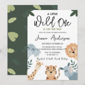 Invitation Wild One Safari Animaux Baby shower garçon (Devant / Derrière)