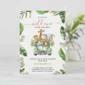 Invitation Wild One Safari Animaux Baby shower garçon (Debout devant)