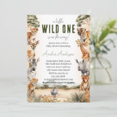 Invitation Wild One Safari Animaux Baby shower garçon (Debout devant)