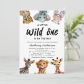 Invitation Wild One Safari Animaux Baby shower garçon (Debout devant)