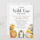Invitation Wild One Safari Animaux Baby shower garçon (Devant)