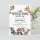 Invitation Wild One Safari Animaux Baby shower garçon (Debout devant)