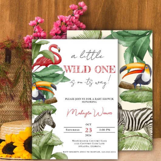 Invitation Wild One Safari Animaux Baby shower garçon