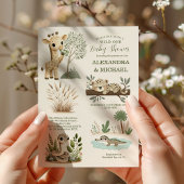 Invitation Wild One Safari Animaux Baby shower garçon