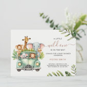 Invitation Wild One Safari Animaux Baby shower garçon (Debout devant)