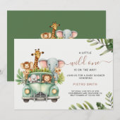Invitation Wild One Safari Animaux Baby shower garçon (Devant / Derrière)
