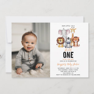 Invitation Wild One Safari Animaux Baby shower garçon