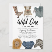 Invitation Wild One Safari Animaux Baby shower garçon (Devant)